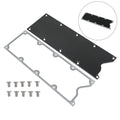 Black valley cover plate with gasket, mounting holes, and included bolts