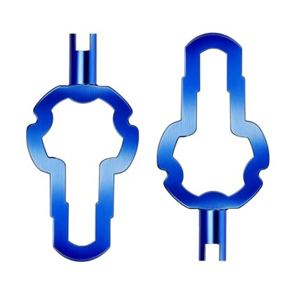 Blue 4-in-1 Presta valve core removal tool, two interchangeable ends for cores.