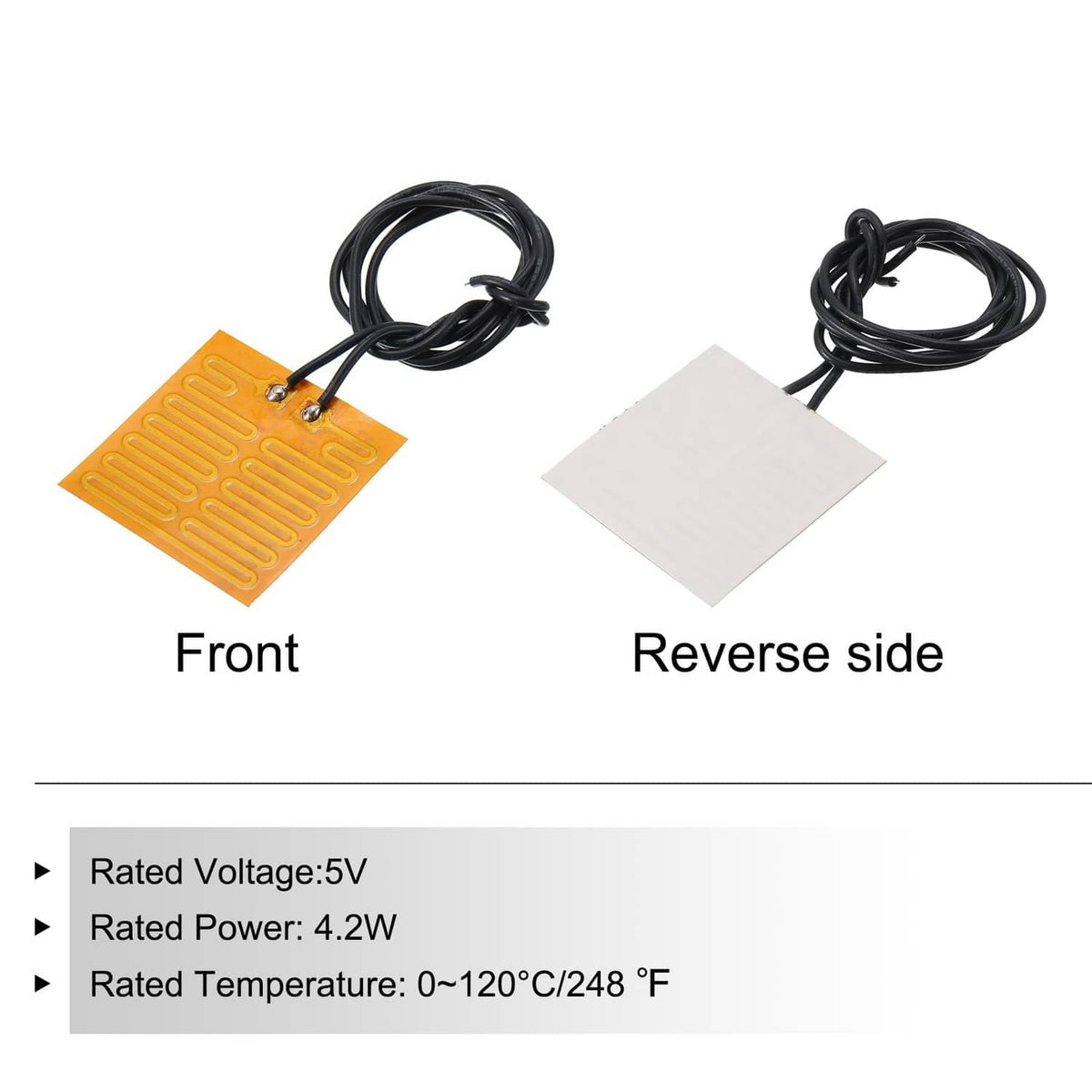 Heating pad set: orange front film with black leads and white reverse side pad