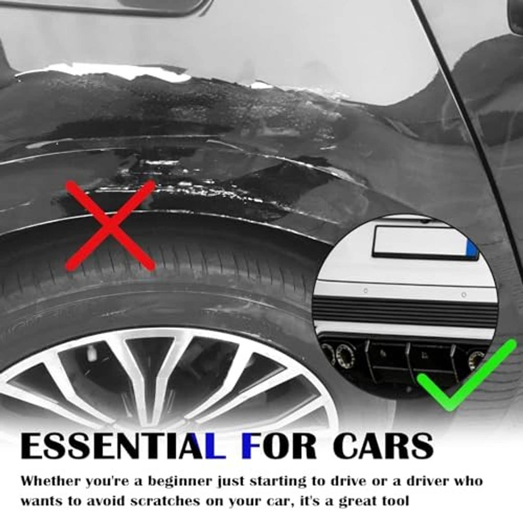 Correct vs incorrect bumper protection shown; dark gray rubber guard strip installed on car