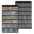 2-pack black PET sports card hanging display bags with card slots and snap tops