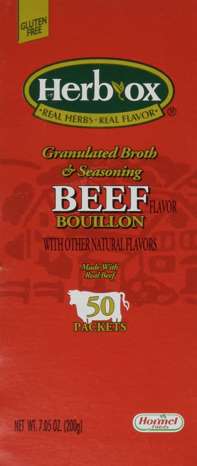Herb Ox beef bouillon packet, red label, 50 packets