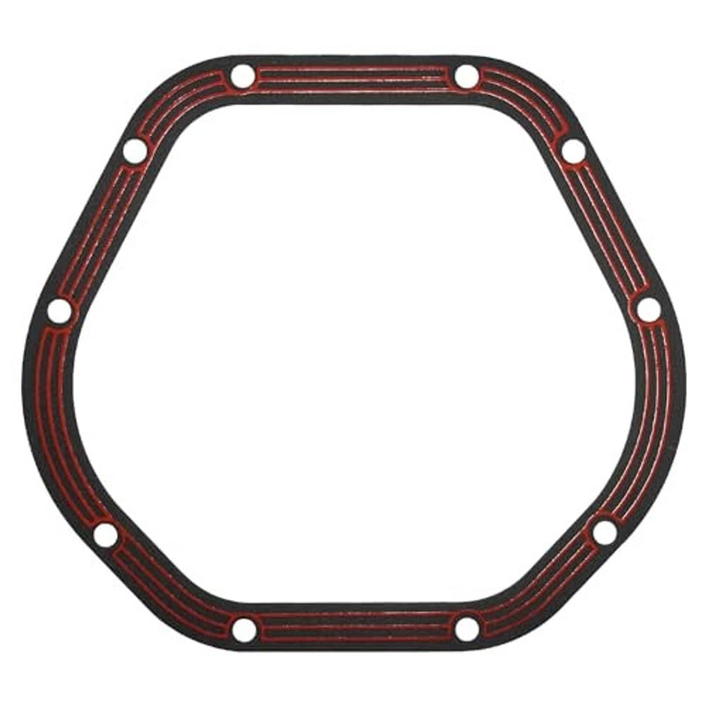 Octagonal differential cover gasket with red stripes and evenly spaced bolt holes