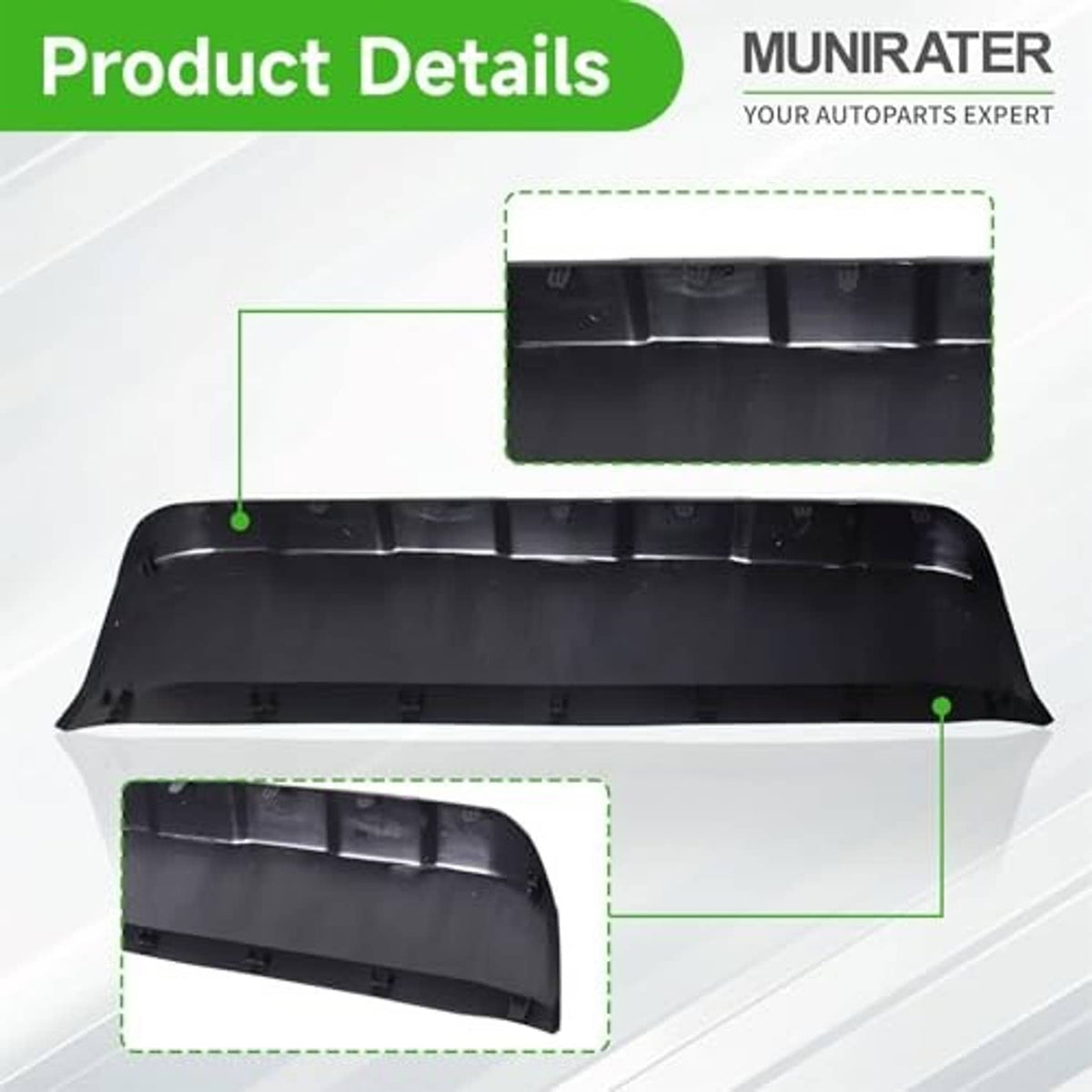 Black bumper skid plate panel with visible compartment sections and smooth outer finish