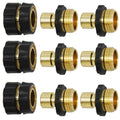 3/4 in garden hose connector set, black rubber ends with brass male and female fittings