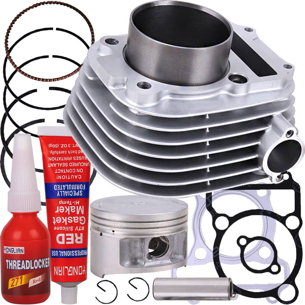 ATV top-end rebuild kit with aluminum cylinder, piston, rings, gaskets, and sealant
