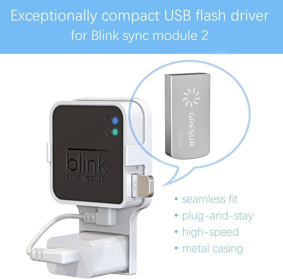 USB flash drive kit showing grey 256GB metal USB flash drive cylinder in inset circle