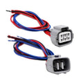 6-pin headlight connector harness with gray housings and red/blue wires
