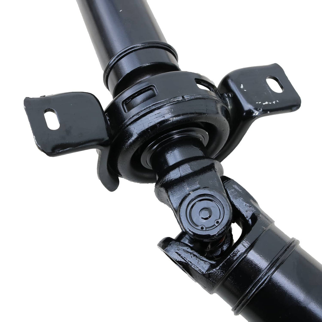 Prop driveshaft support mount with black housing and two metal brackets