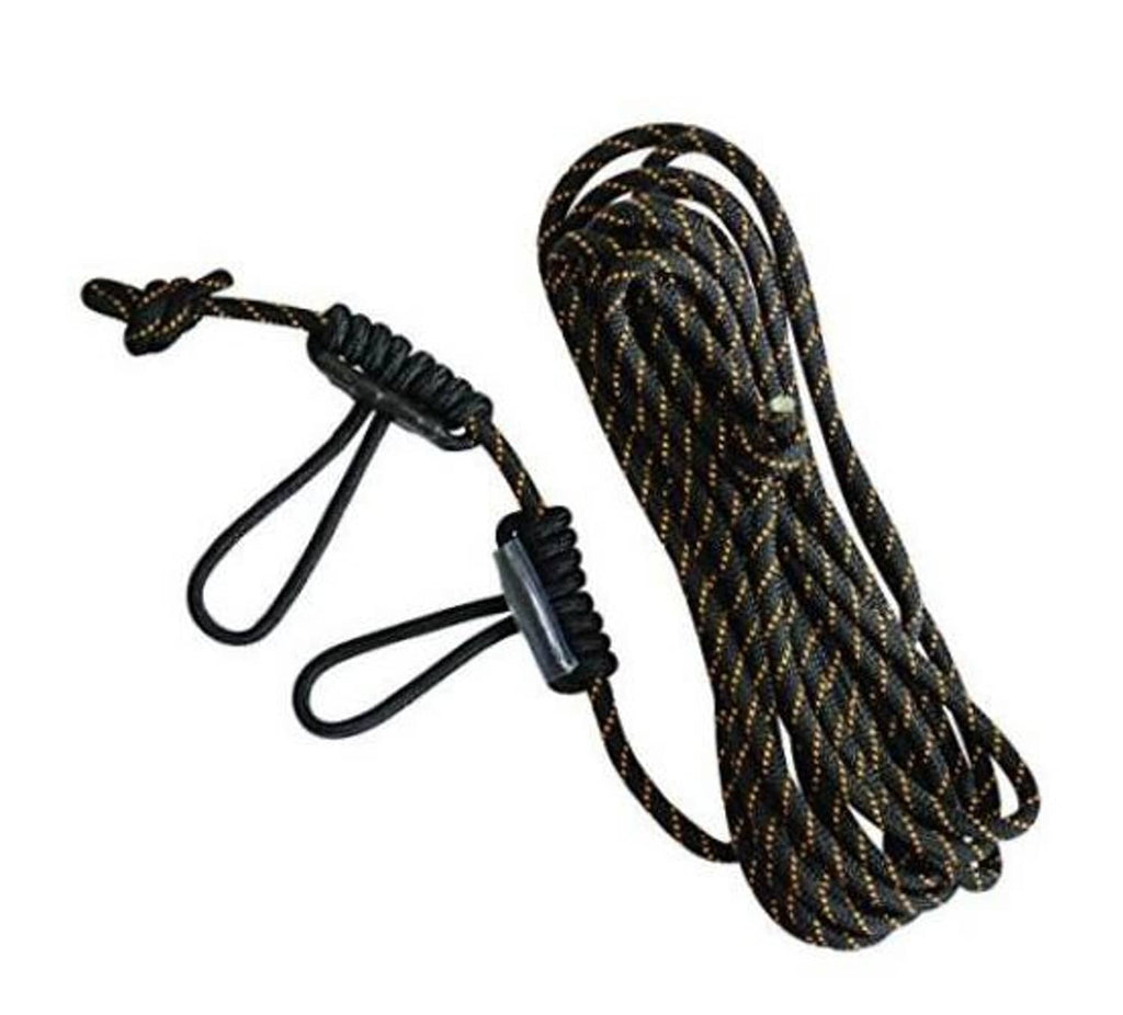 Braided black safety line lanyard with metal connector end loops