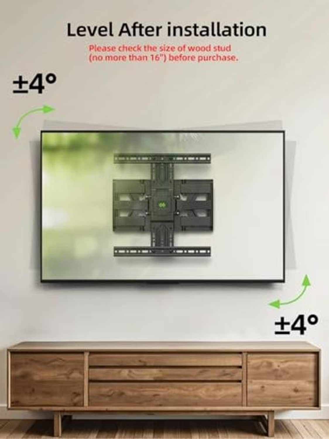 TV wall mount bracket with leveling adjustment and VESA mounting plate