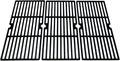 Porcelain-coated cast iron cooking grate with black finish, rectangular grill pattern