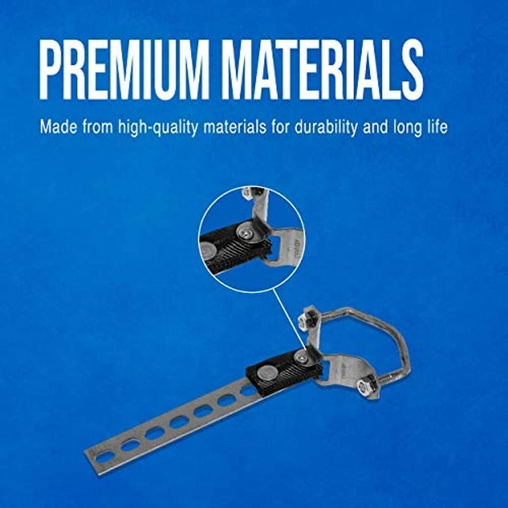 Exhaust hanger assembly with perforated mounting bar and rubber-backed support plate