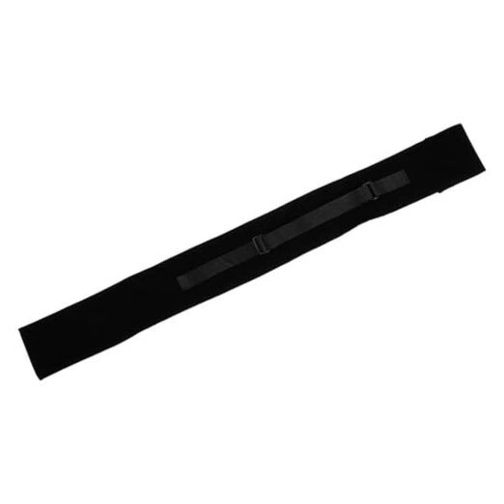 32-inch pool cue case in black fabric with a stitched front strap panel