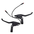 Black e-bike brake levers with cable ends and brake grip housings, paired set