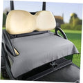 Gray golf cart seat cover blanket on front seat cushion, draped with non-slip backing