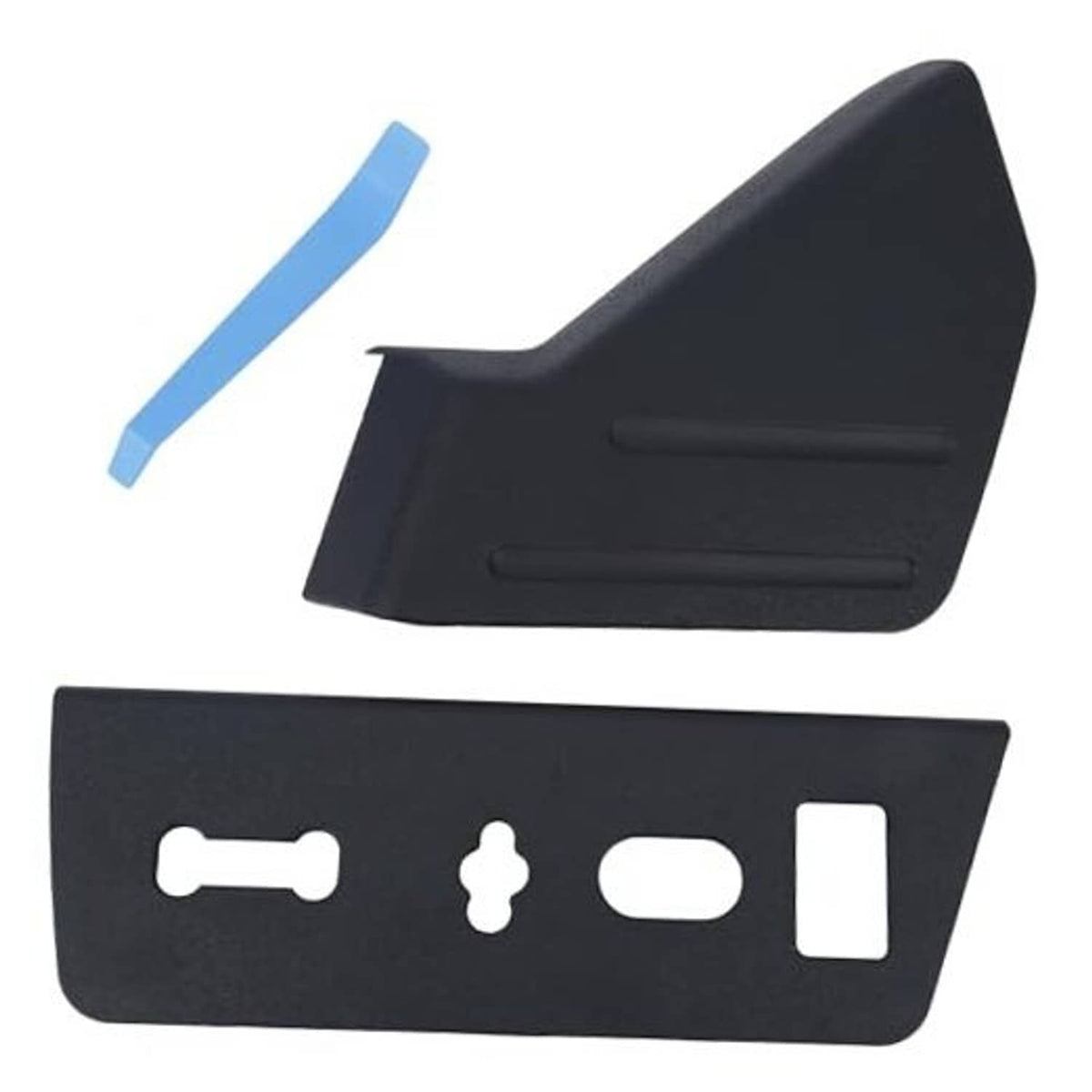 Front driver seat trim cover panel set in black with switch bezel openings