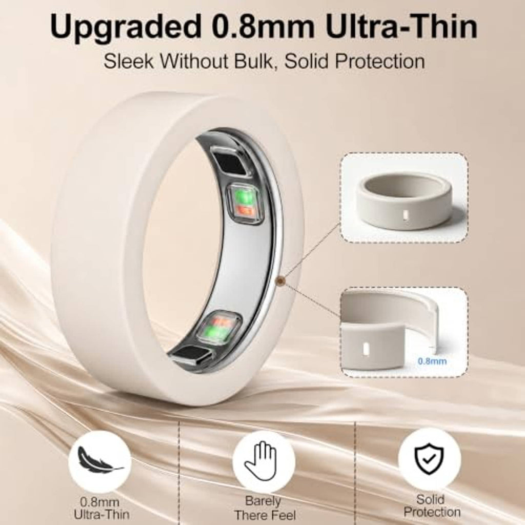White ultra-thin silicone ring cover with internal smart-ring window