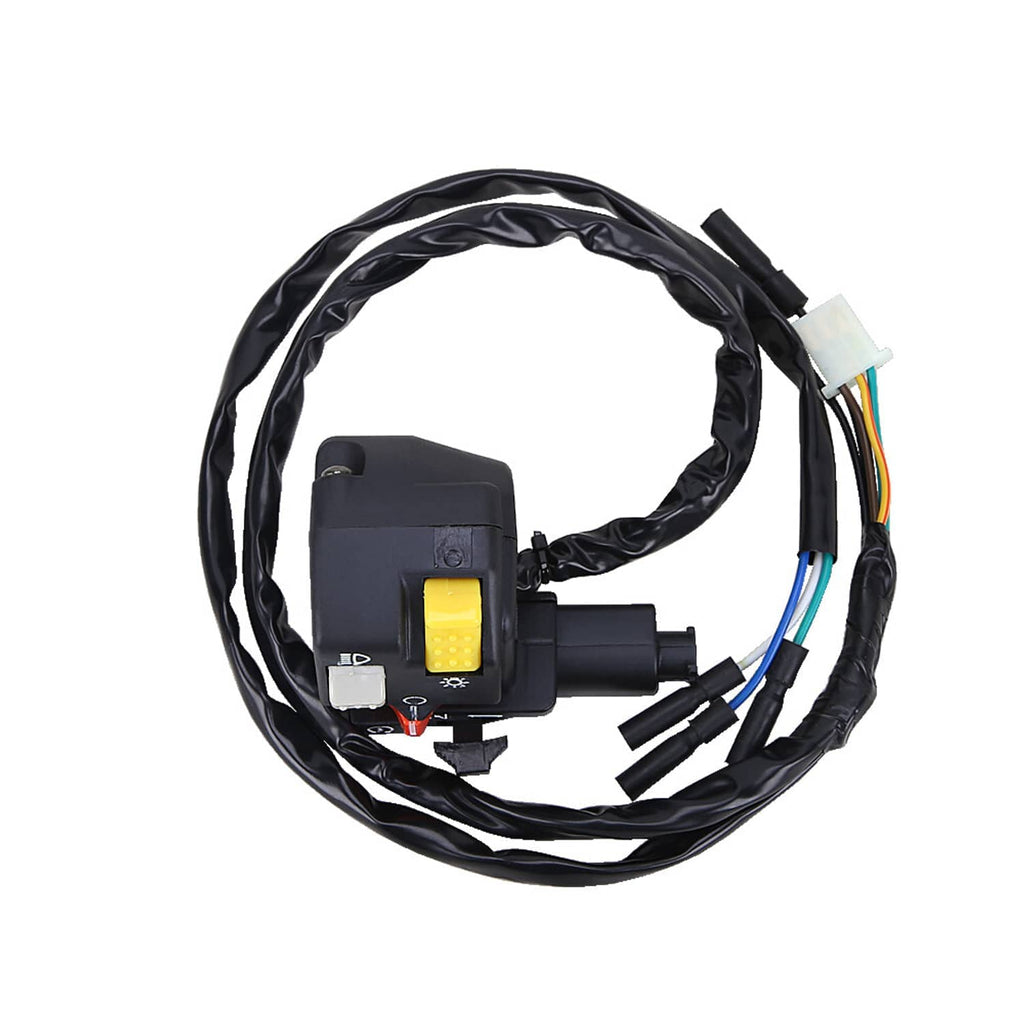 Handlebar kill switch stop headlight switch with wire harness, black housing and connectors