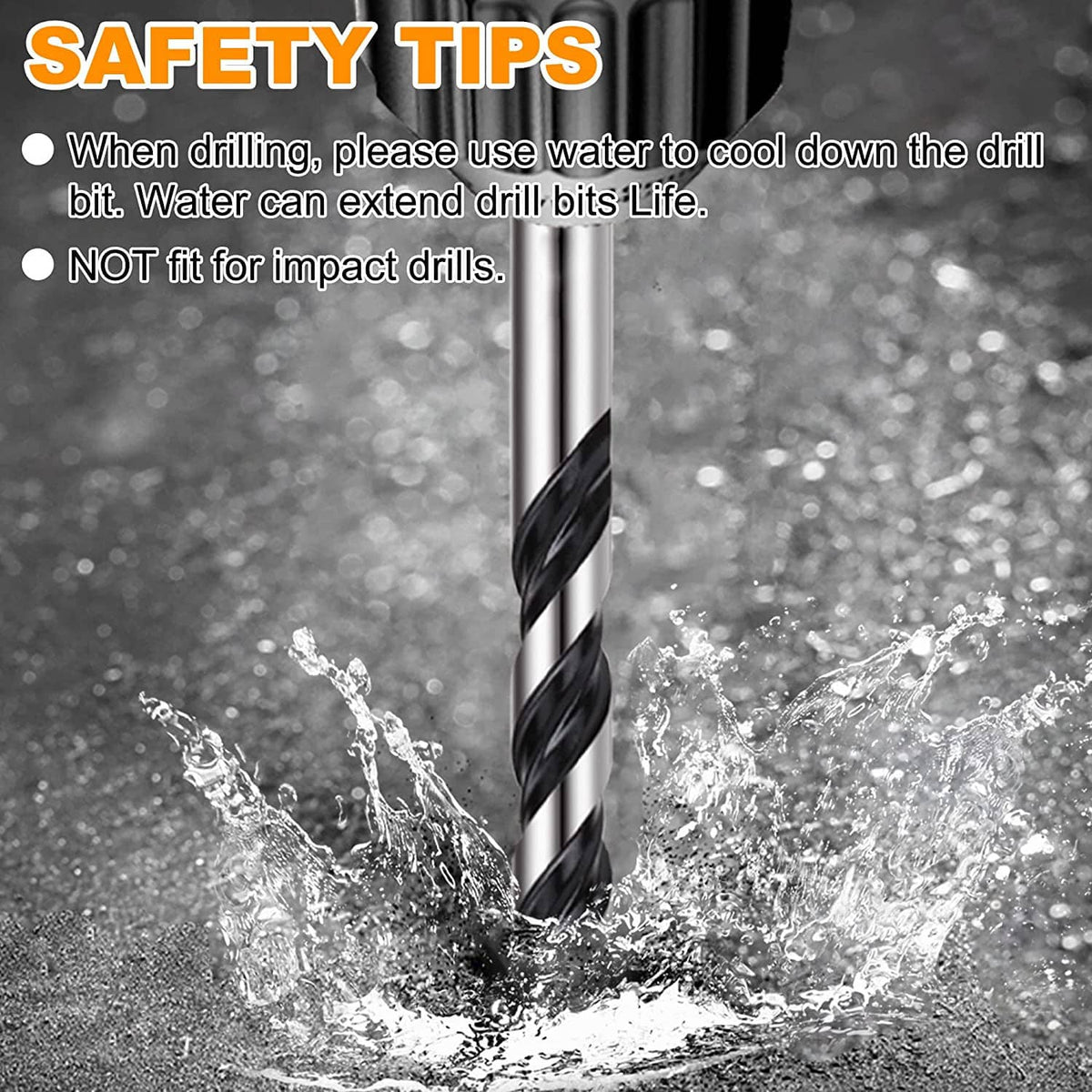 Masonry drill bit cutting with water-cooling splash