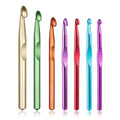 Set of 7 large crochet hooks in metallic, green, orange, purple, red, blue colors