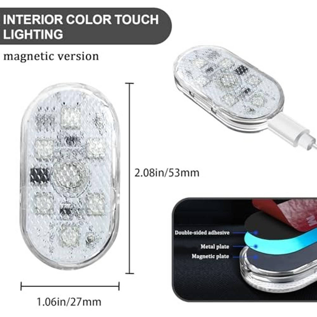 Single oval clear magnetic LED interior light with embedded bead panel and connector stem