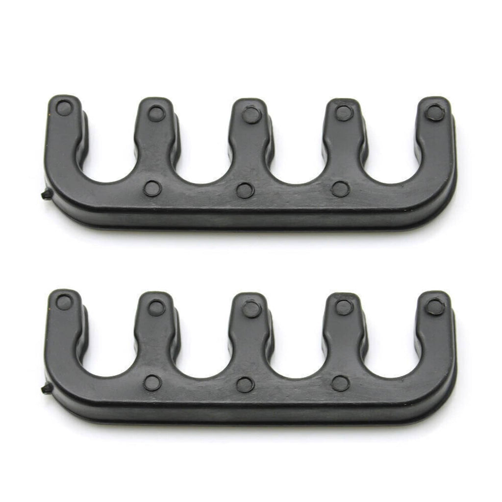 Set of black ignition coil covers with multiple U-shaped mounting brackets