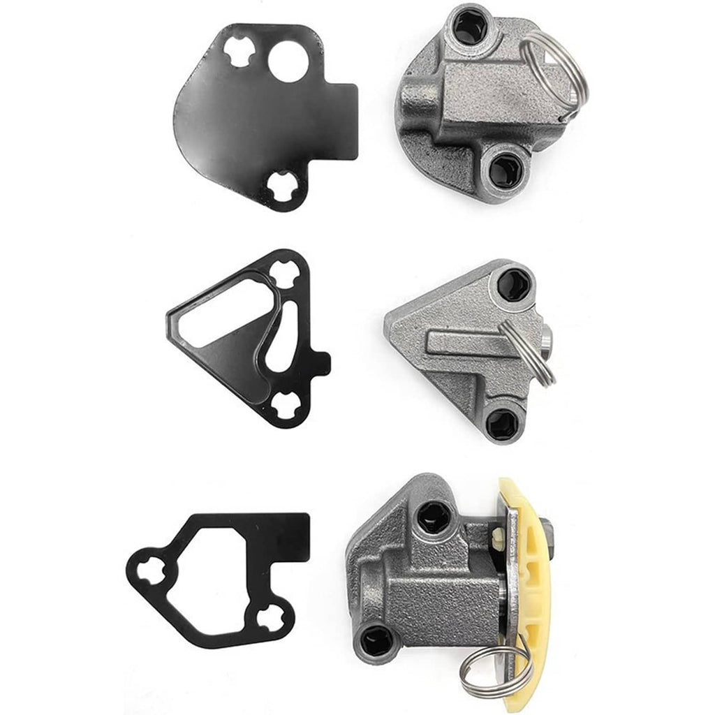 Timing chain kit metal plates and a cam phaser assembly