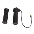 Black electric bike full-rotation thumb throttle grips set with cable and connector.