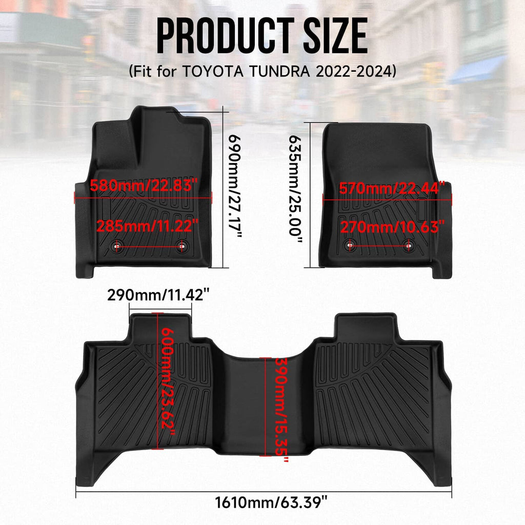 Black 3D molded TPE floor mats with center ridge and raised side channels