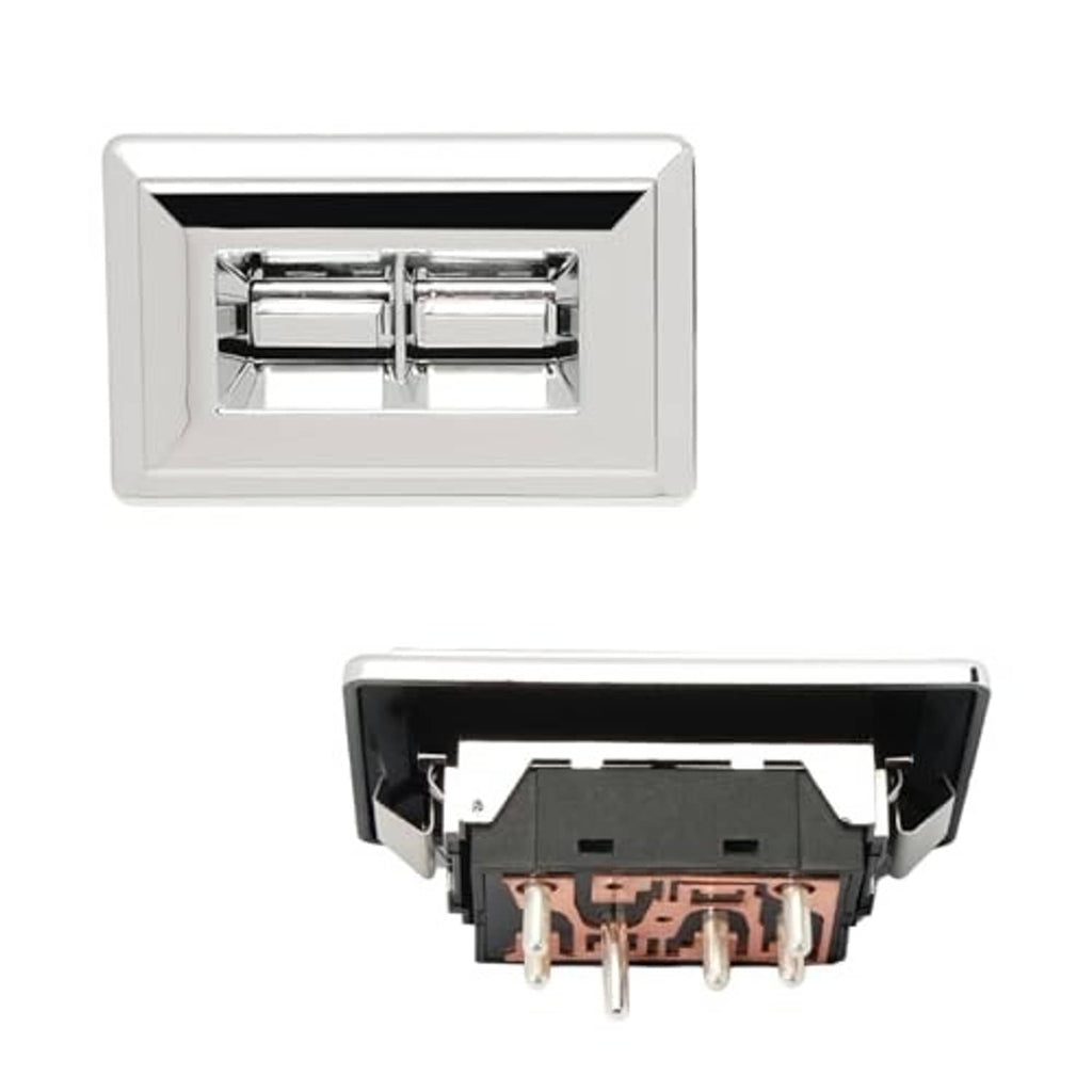 Window switch bezel with exposed underside connector pins and black mounting housing
