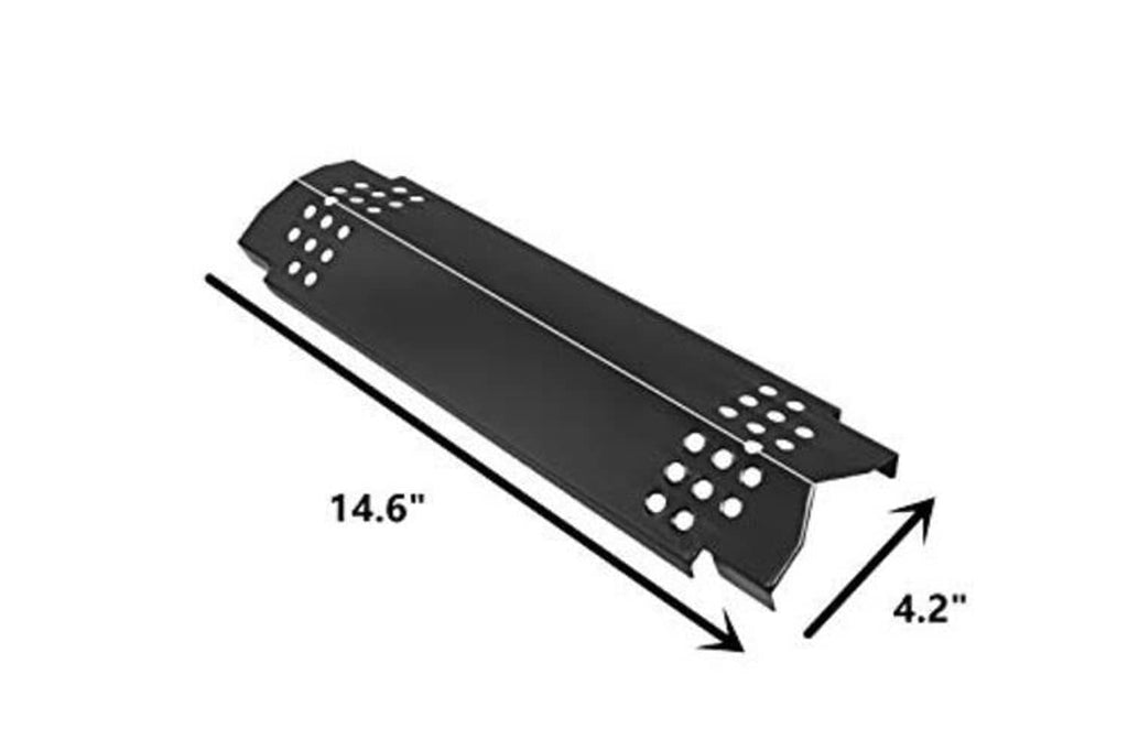 Single grill heat plate, dark finish, vent holes on flared ends (14.6 in x 4.2 in)