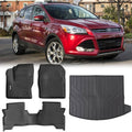 Black all-weather TPE floor mats and cargo liner set with textured grip