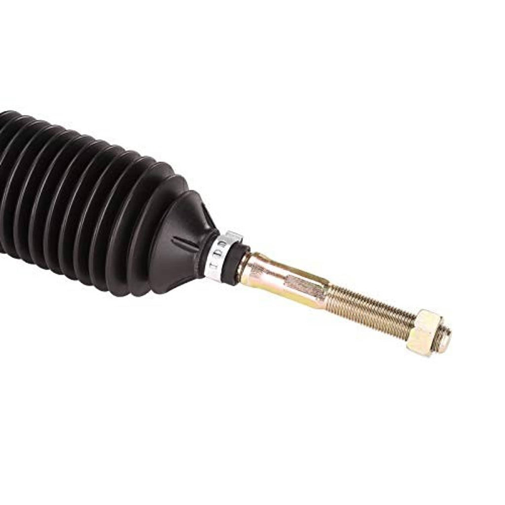 Steering rack tie-rod end with black boot and threaded metal stud