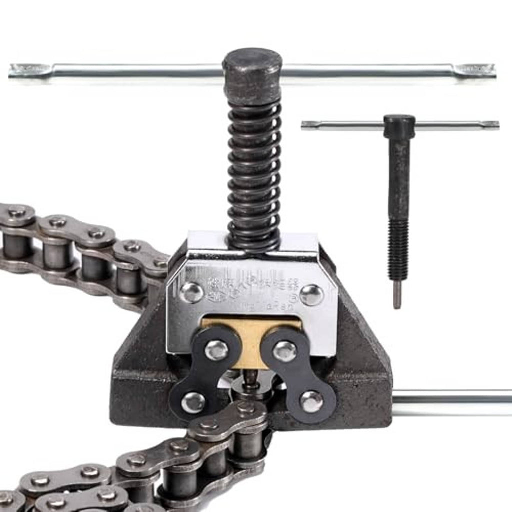 Roller chain breaker tool with steel pressing head and two guide rods