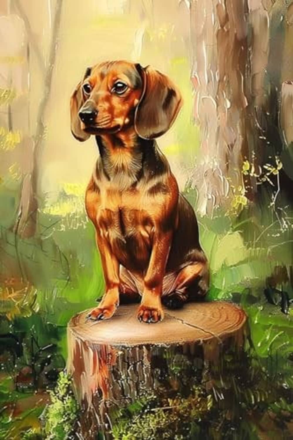 Brown dachshund diamond painting canvas, full drill dog portrait