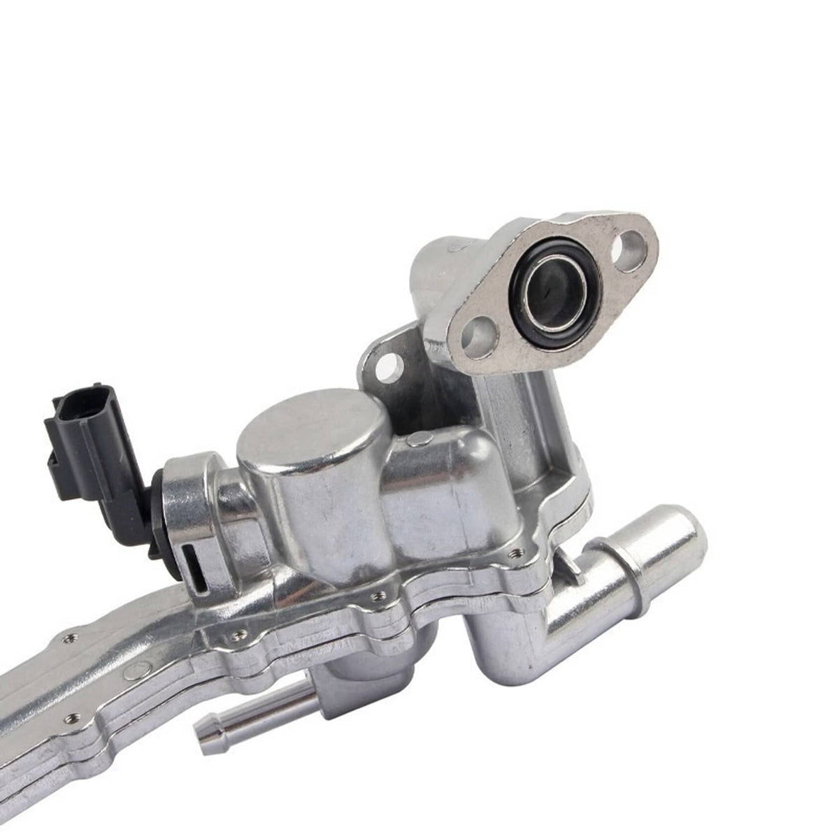 Aluminum coolant pipe assembly with sensor-style port and metal mounting bracket