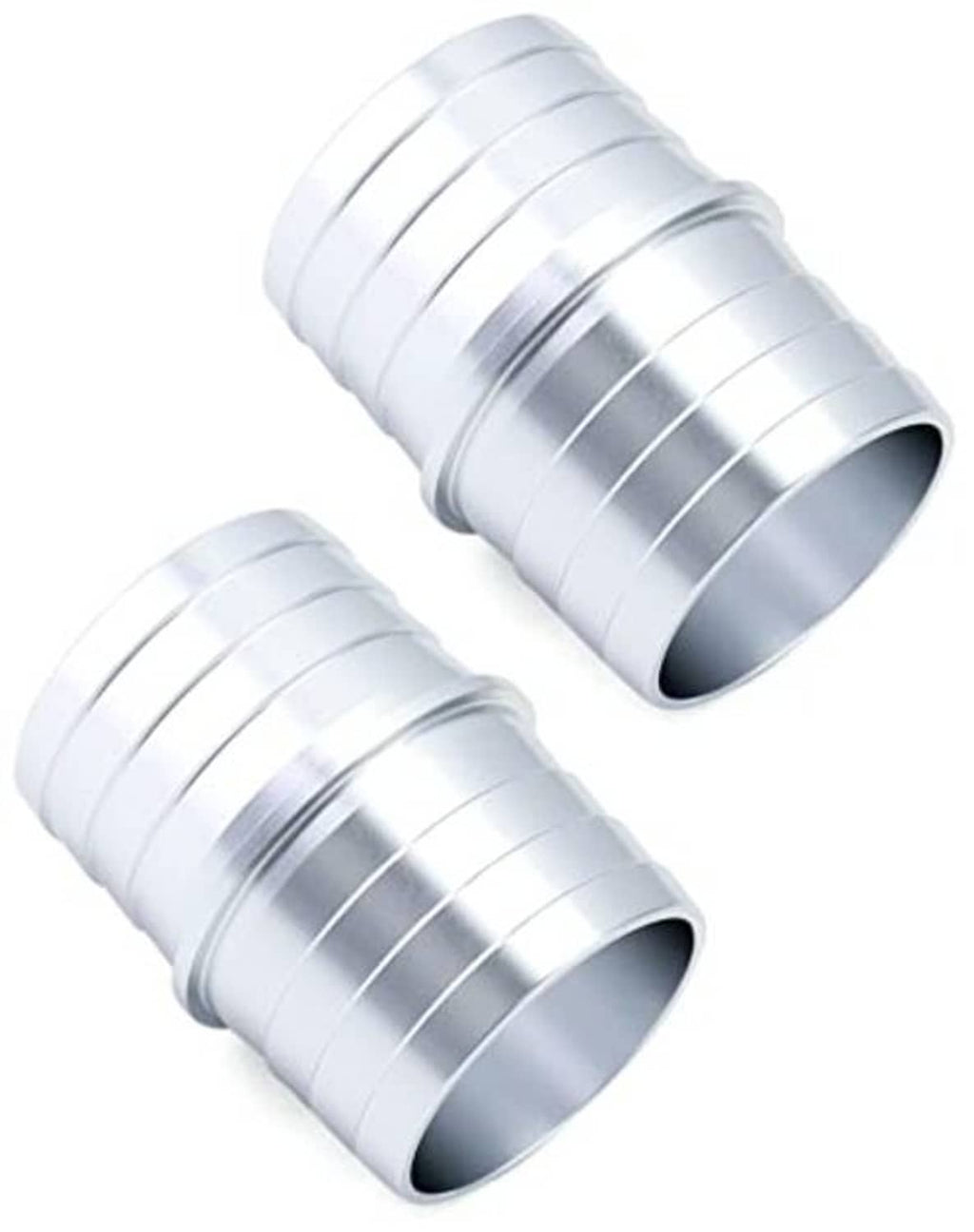 Aluminum hose barbed fittings, pair of ribbed barbed couplers with flared mouths