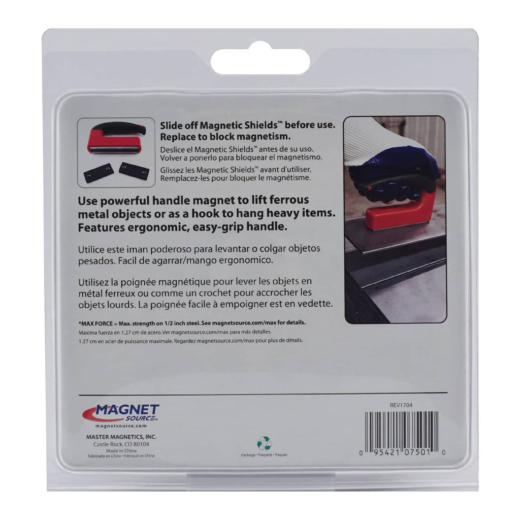 Handle magnet blister pack back with orange-and-gray magnet shown