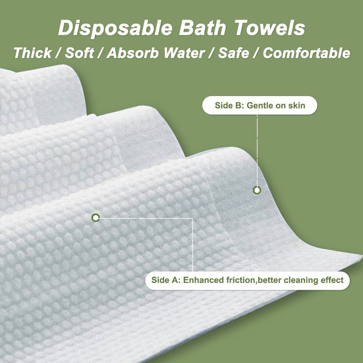 White disposable bath towel with textured waffle surface for better grip