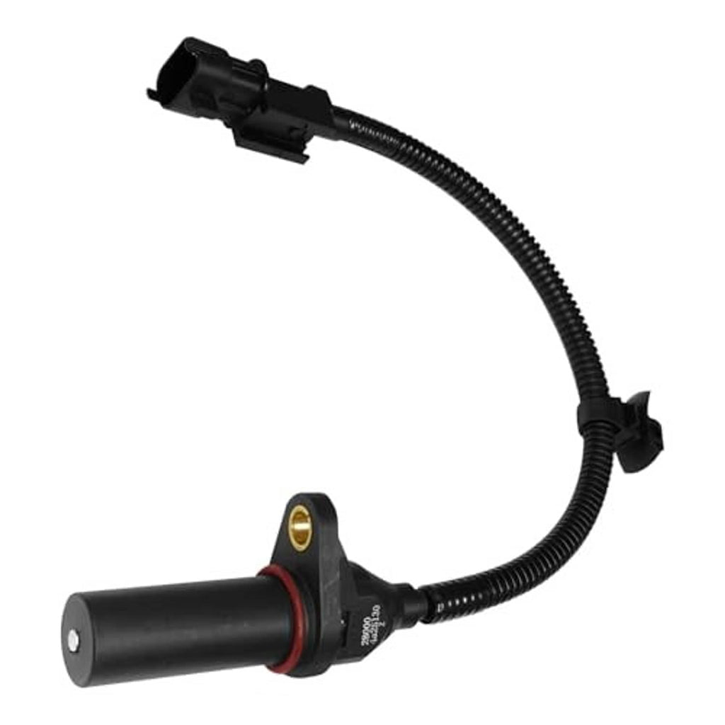 Crankshaft position sensor assembly with black cable harness and cylindrical metal sensor body
