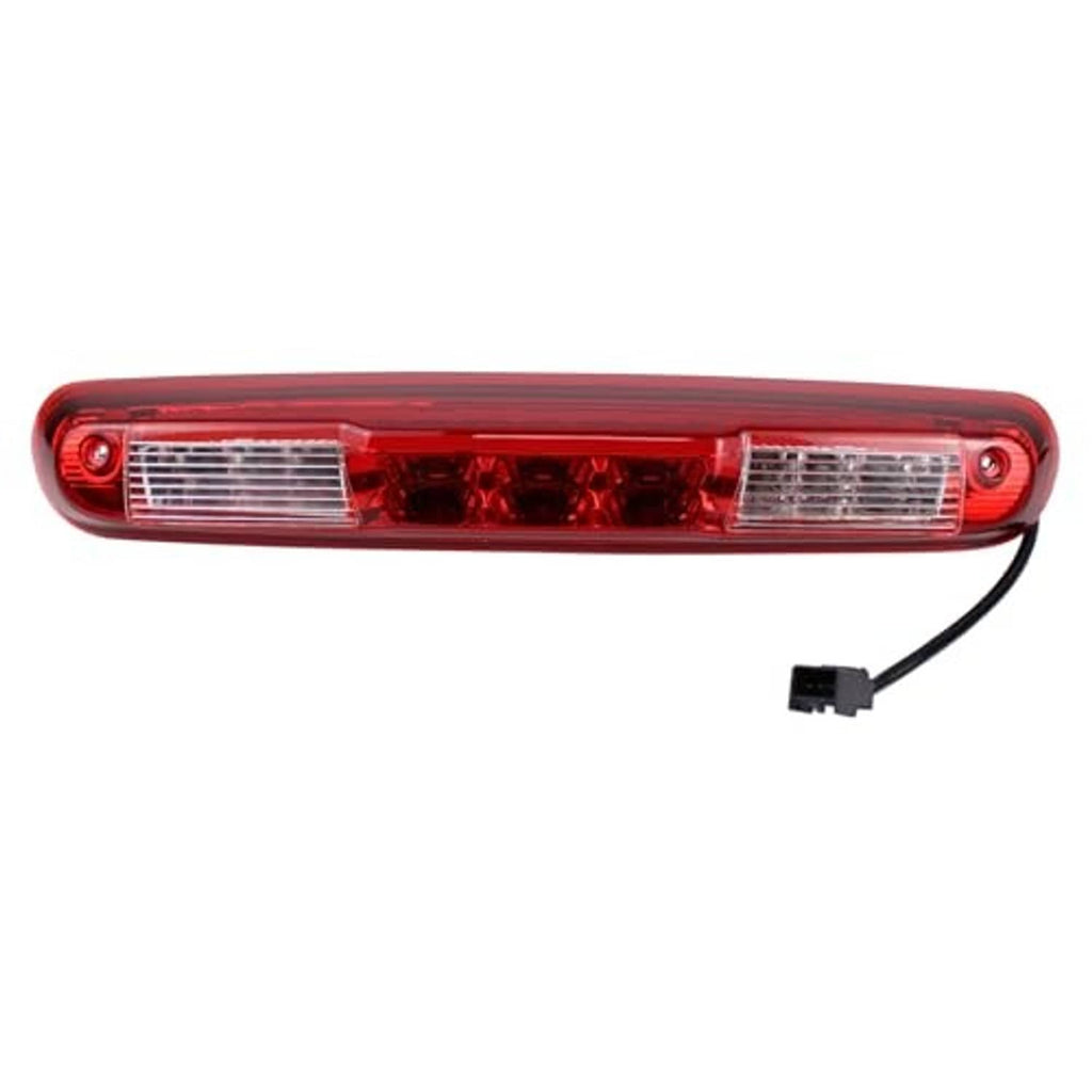 Red LED high-mount third brake light with clear side lenses and black connector wire