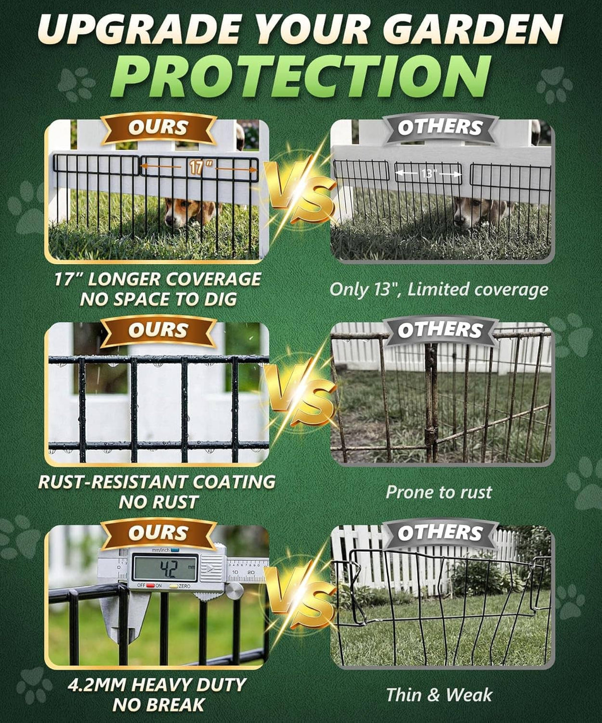 Black anti-dig fence barrier with rust-resistant heavy-duty coating and no-rust design