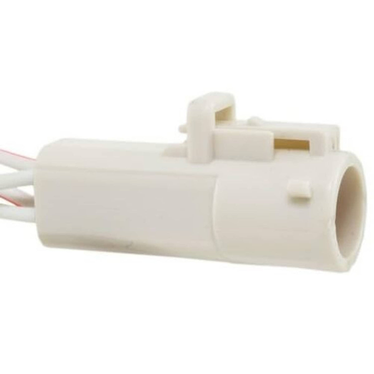 AC compressor clutch pigtail wiring harness connector socket, white plastic housing