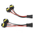 2-way H11/H8 wiring splitter connector set with four black connectors and red/black insulated leads