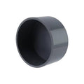 Round PVC pipe end cap plug, dark gray, open interior socket