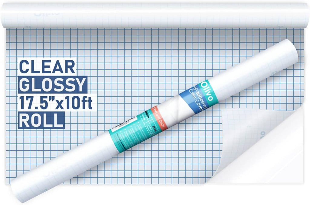 Clear glossy contact paper roll, 17.5x10ft peel-and-stick for books and crafts