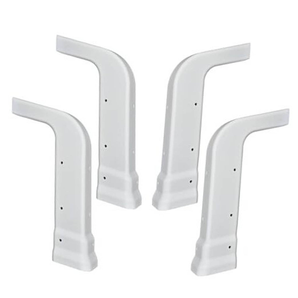 White RV roof corner caps, curved covers with mounting holes for replacement