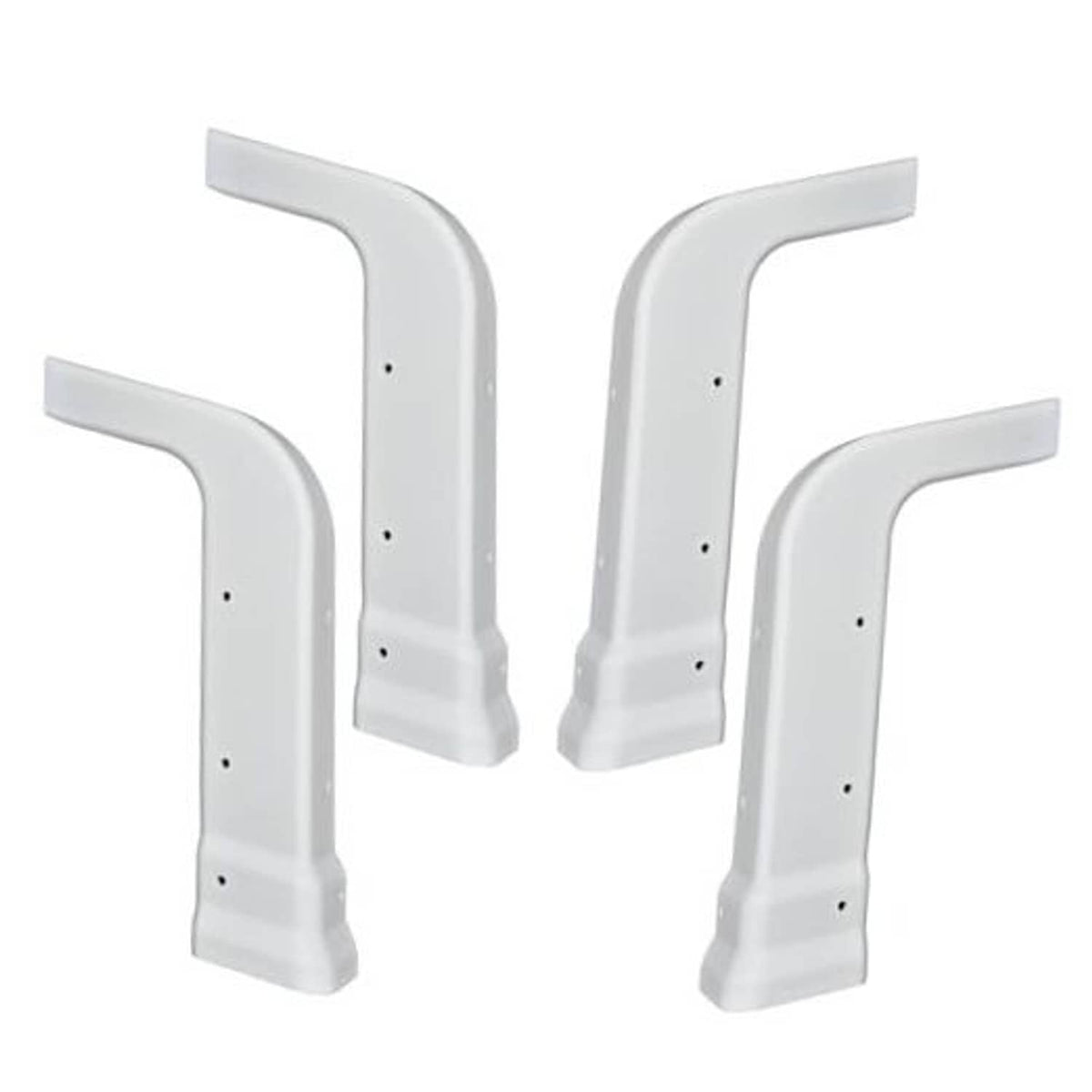 White RV roof corner caps, curved covers with mounting holes for replacement