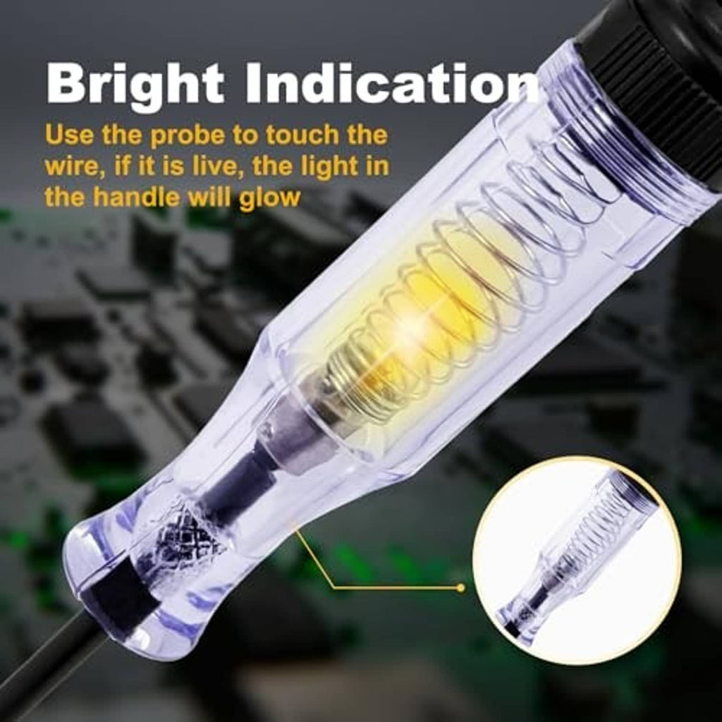 Clear automotive tester handle with glowing internal lamp and insulated grip